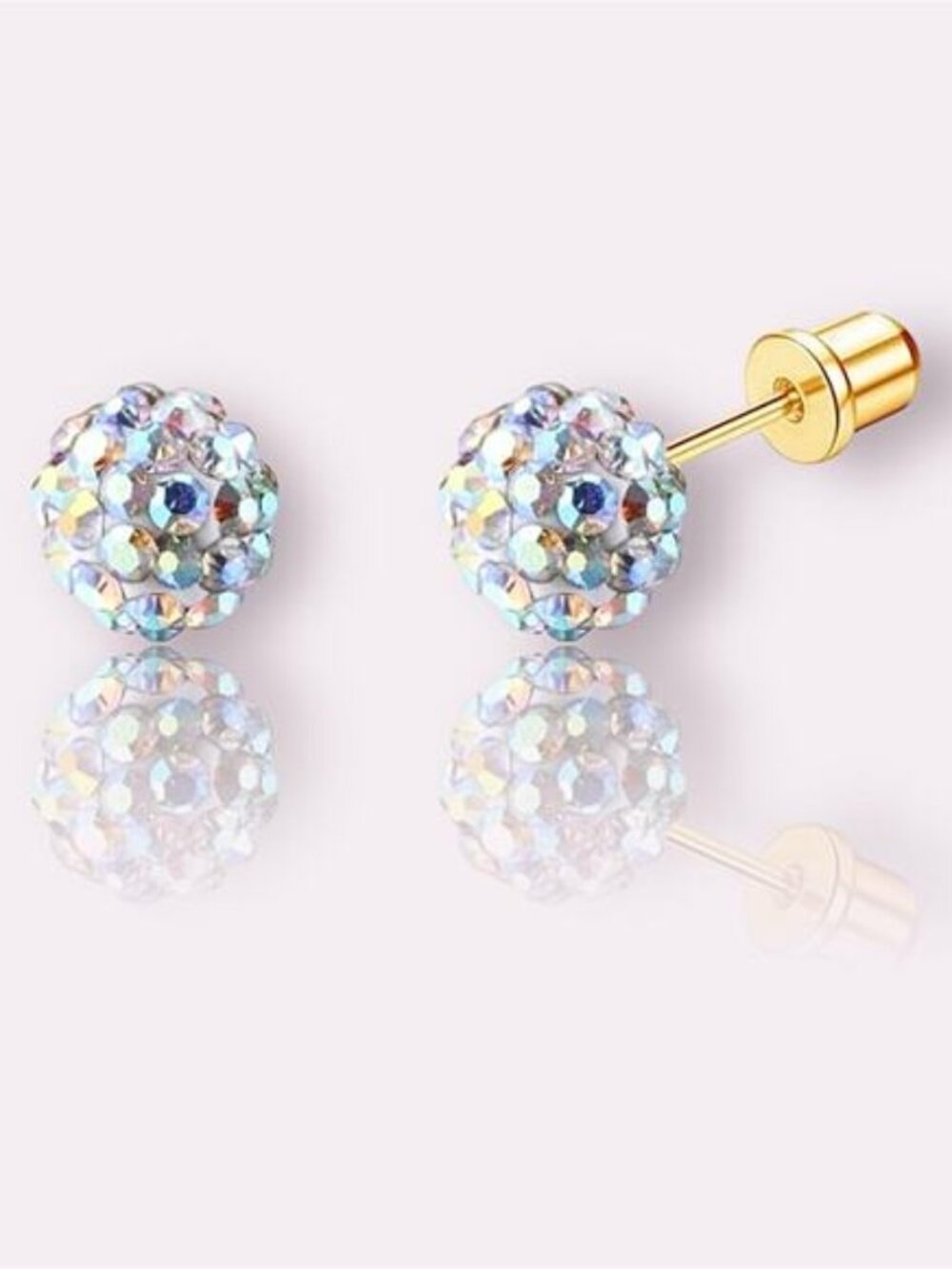 Hypoallergenic Iridescent Crystal Ball Stud Earrings